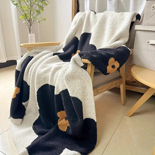 Floral Knitted Blanket | All-Season Cozy Comfort | Elegant Home Decor 0