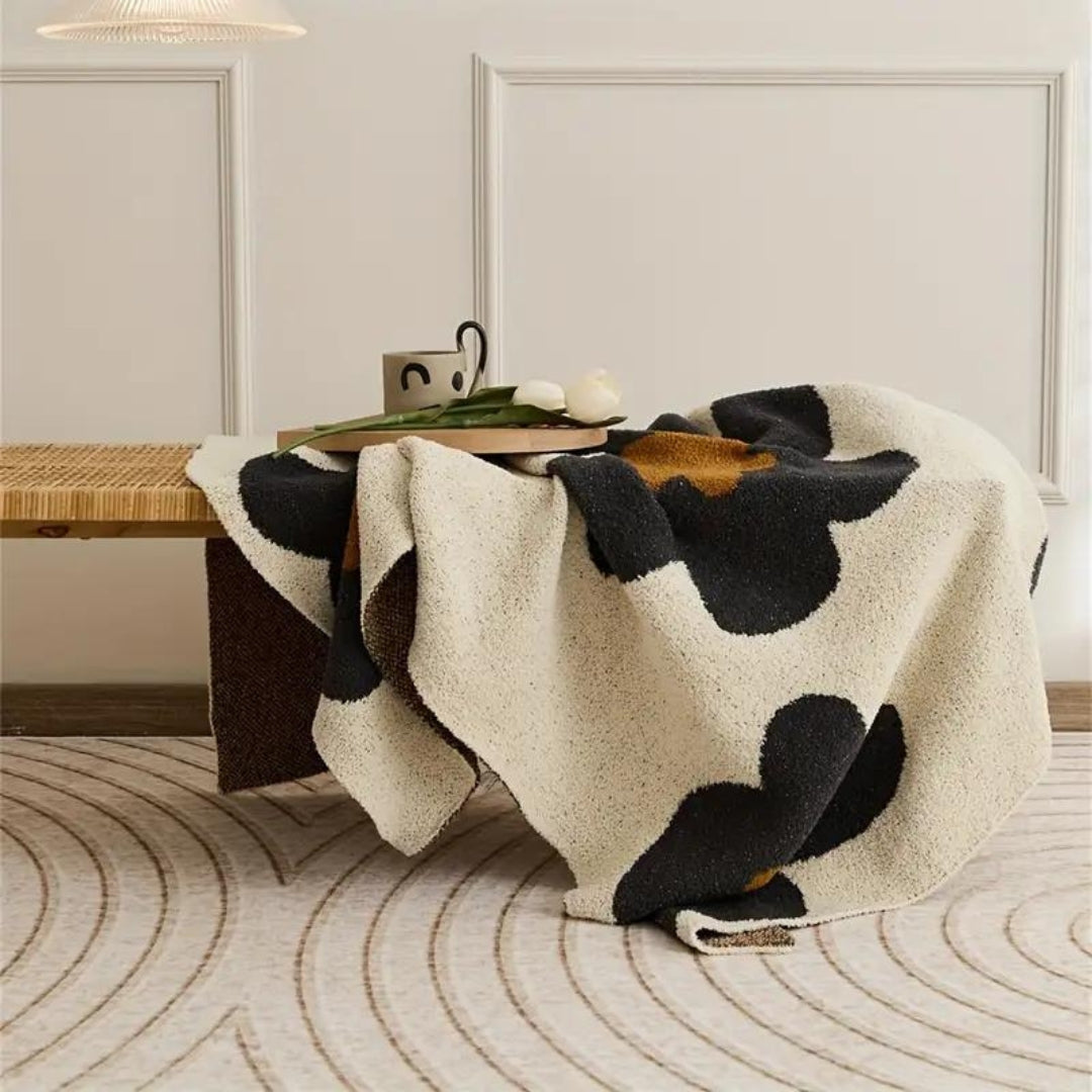 Floral Knitted Blanket | All-Season Cozy Comfort | Elegant Home Decor 3