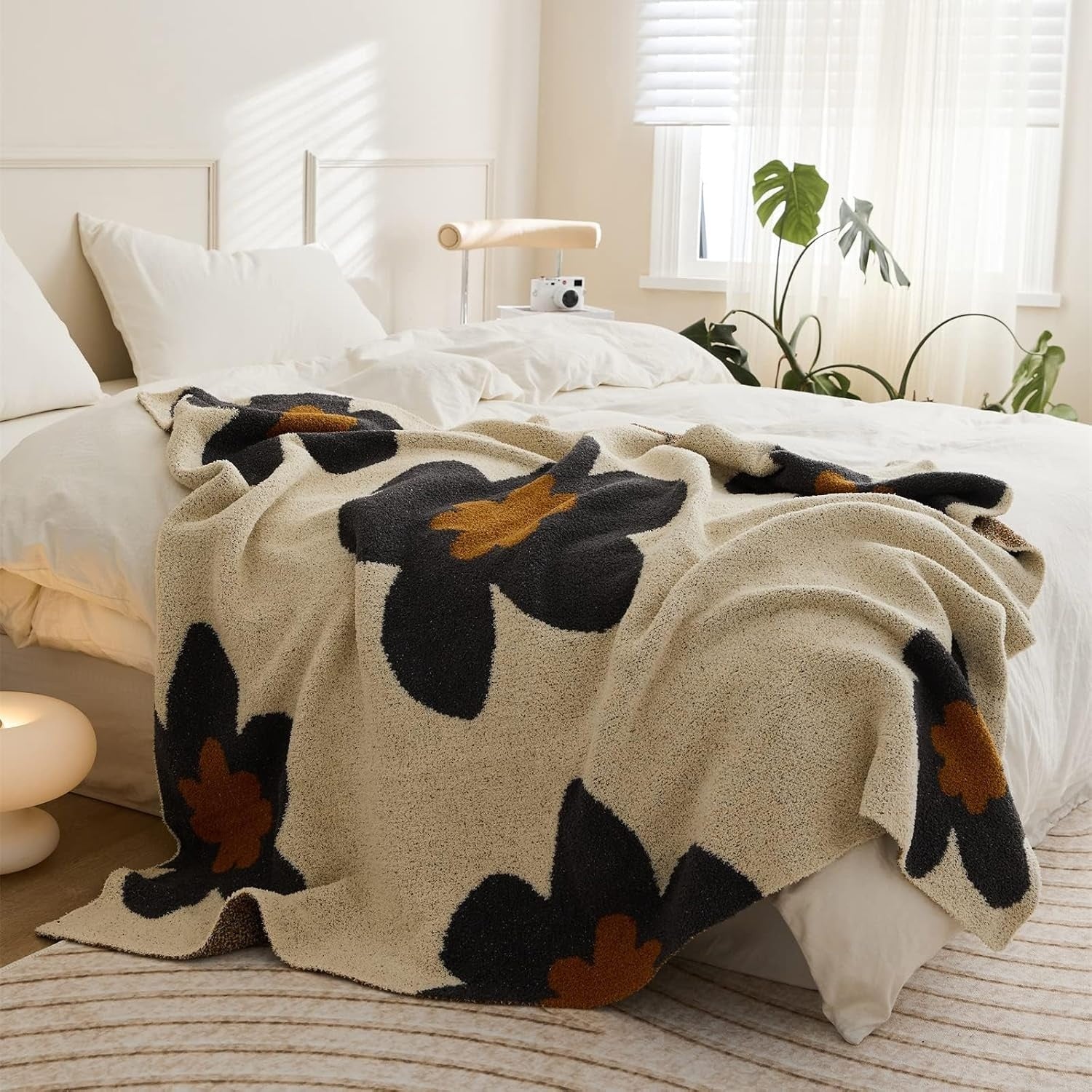 Floral Knitted Blanket | All-Season Cozy Comfort | Elegant Home Decor 4