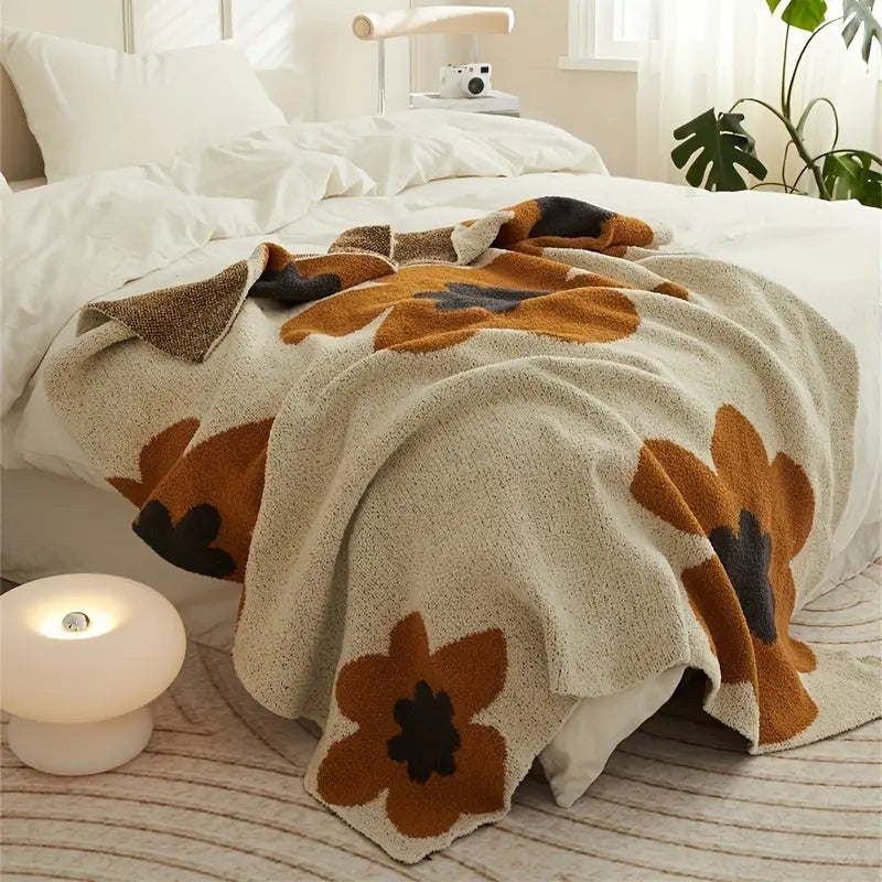 Floral Knitted Blanket | All-Season Cozy Comfort | Elegant Home Decor 8