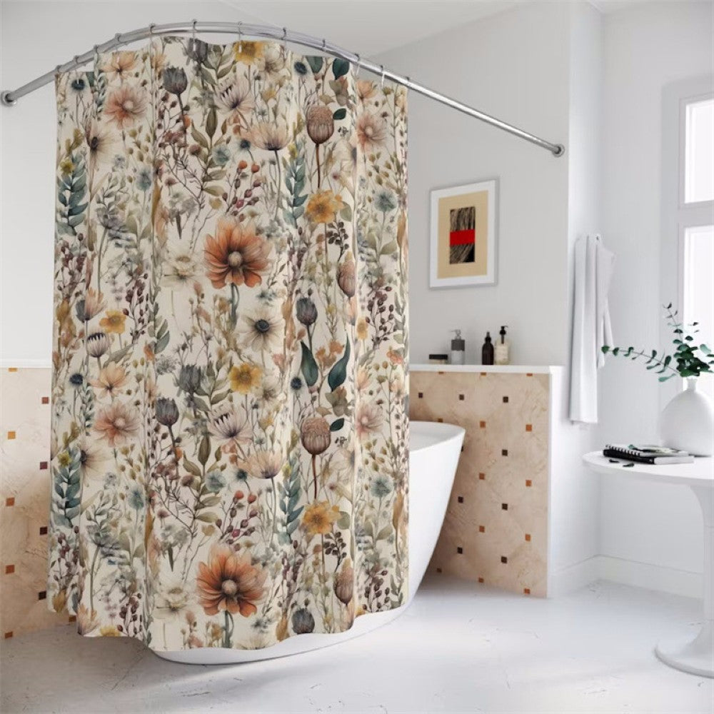 Floral Shower Curtain Waterproof Microfiber Elegant Decor Design 0