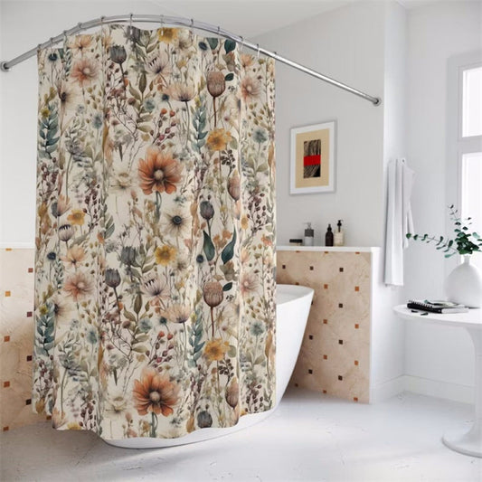 Floral Shower Curtain Waterproof Microfiber Elegant Decor Design 0