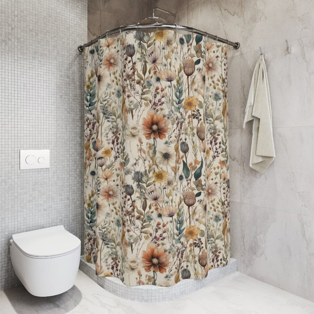 Floral Shower Curtain Waterproof Microfiber Elegant Decor Design 1