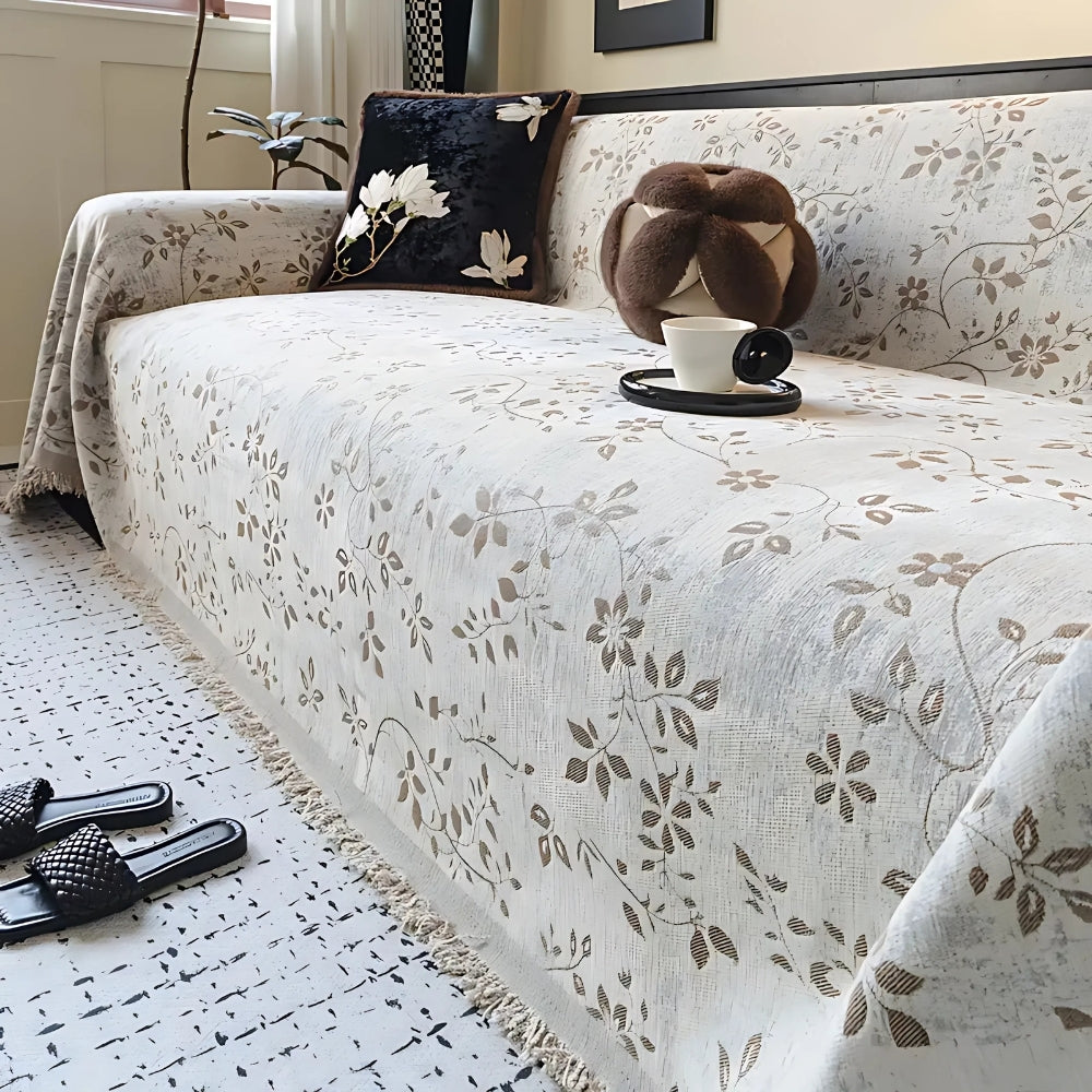 Floral Sofa Cover Vintage Microfiber Soft Protective Throw 1