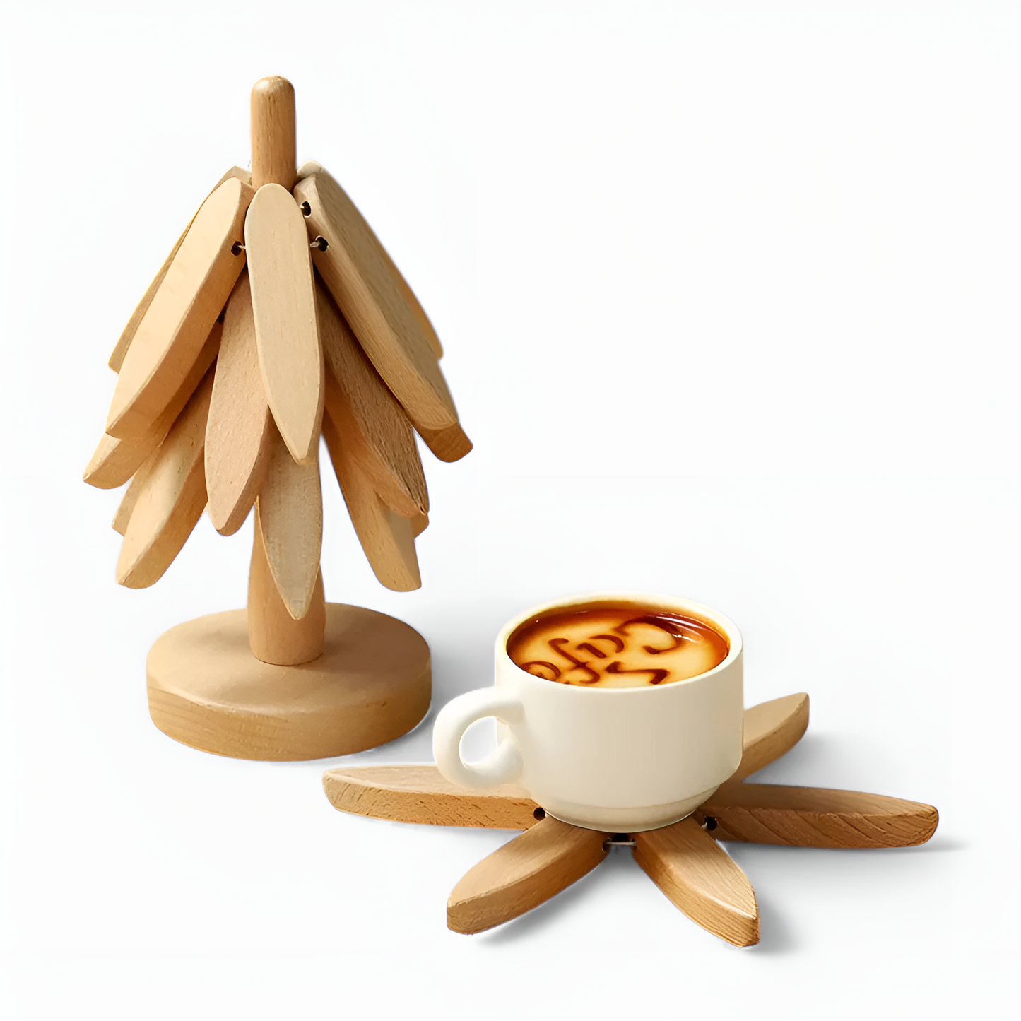 Foldable Wooden Trivet Set Heat Resistant Stylish Kitchen Decor 2