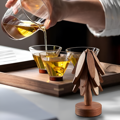 Foldable Wooden Trivet Set Heat Resistant Stylish Kitchen Decor 4