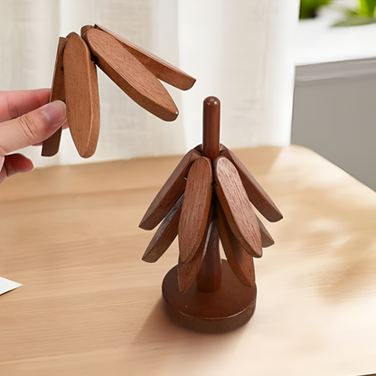 Foldable Wooden Trivet Set Heat Resistant Stylish Kitchen Decor 6