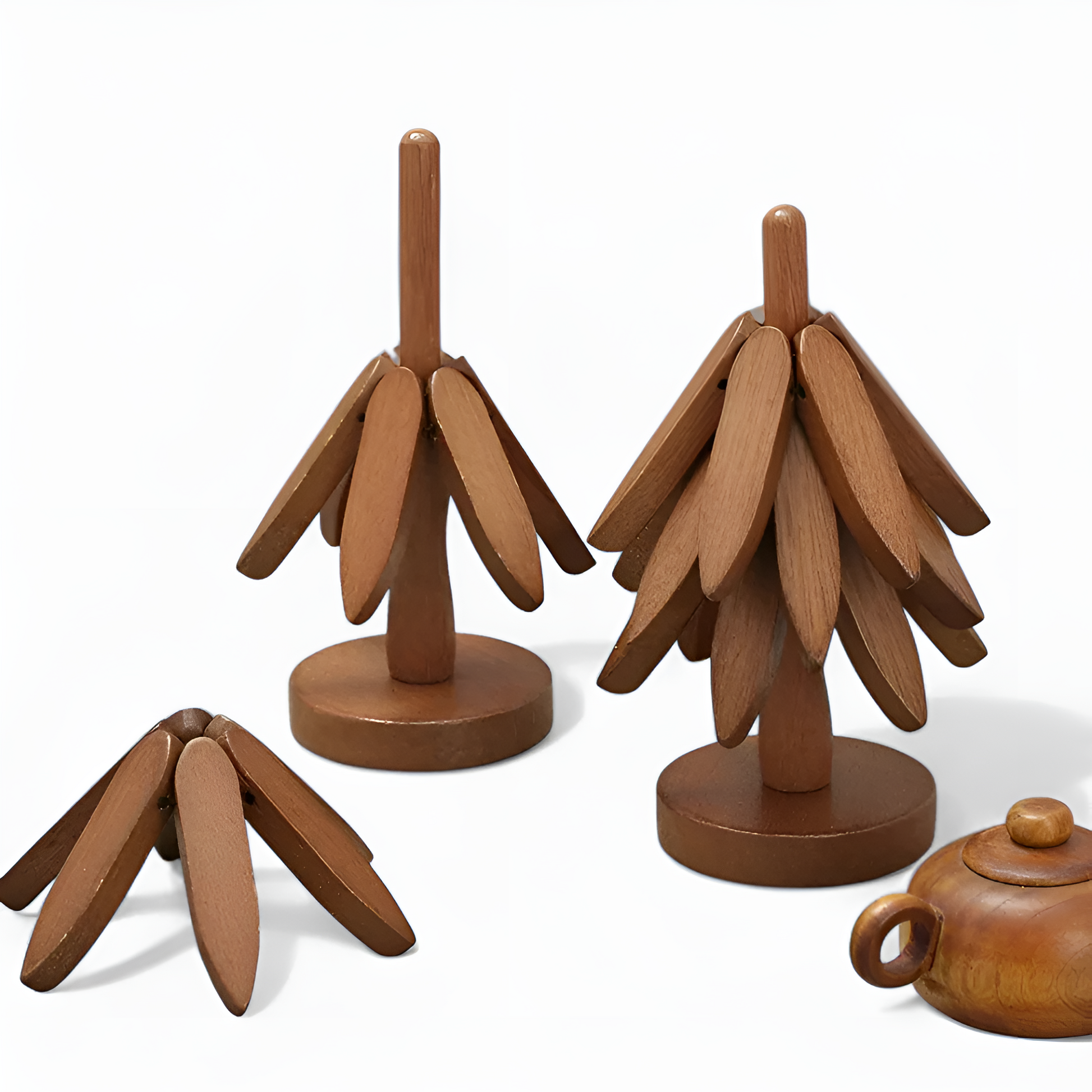 Foldable Wooden Trivet Set Heat Resistant Stylish Kitchen Decor 8