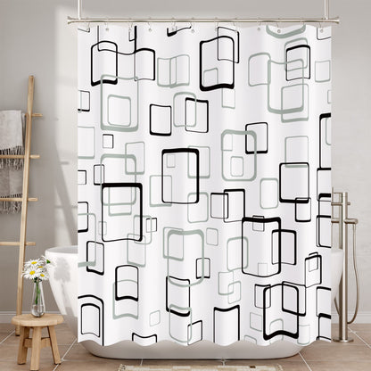 Geometric Shower Curtain Set with Unique Patterns & Rust-Resistant Rings for Stylish Bathroom Upgrade 1