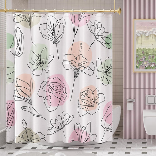 Ink Blooms | Luxury Shower Curtain with Unique Artwork & Easy-Care Fabric | Stylish Bathroom Decor for a Fresh Look 0