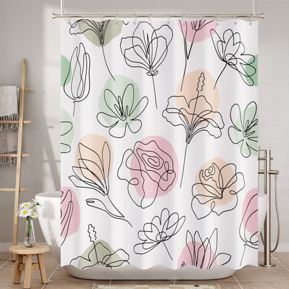 Ink Blooms | Luxury Shower Curtain with Unique Artwork & Easy-Care Fabric | Stylish Bathroom Decor for a Fresh Look 1