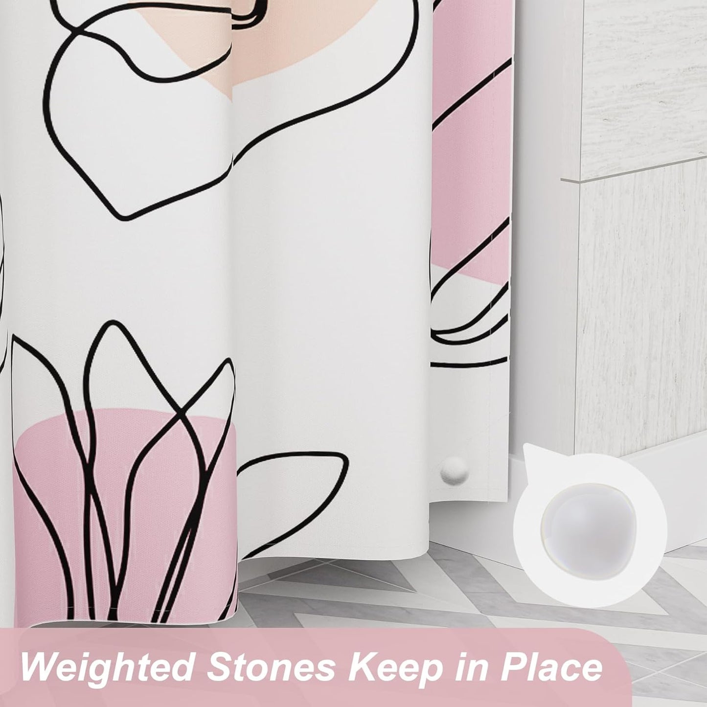 Ink Blooms | Luxury Shower Curtain with Unique Artwork & Easy-Care Fabric | Stylish Bathroom Decor for a Fresh Look 5