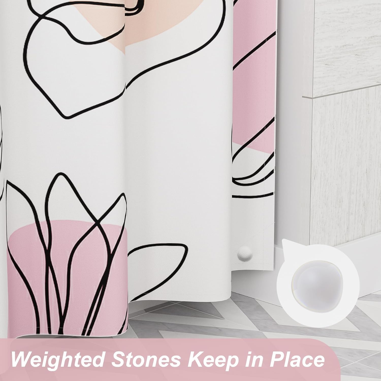 Ink Blooms | Luxury Shower Curtain with Unique Artwork & Easy-Care Fabric | Stylish Bathroom Decor for a Fresh Look 5