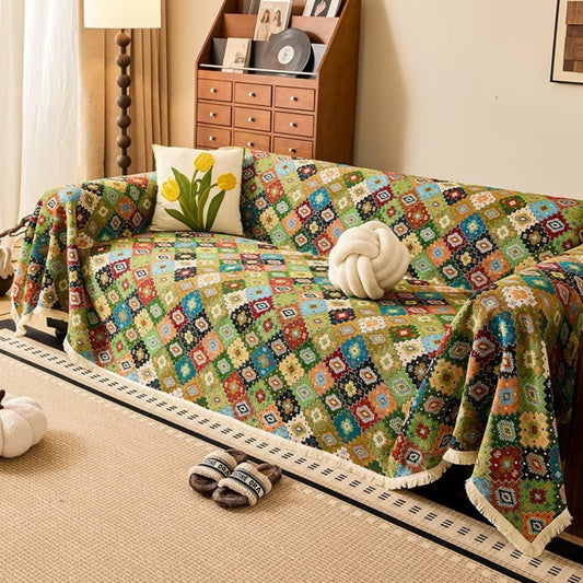 Kilim Sofa Cover Geometric Pattern Soft Microfiber Easy Care 1