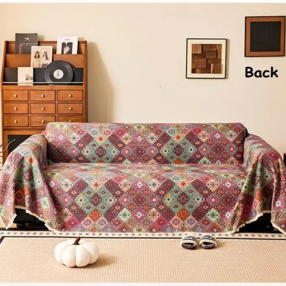 Kilim Sofa Cover Geometric Pattern Soft Microfiber Easy Care 7