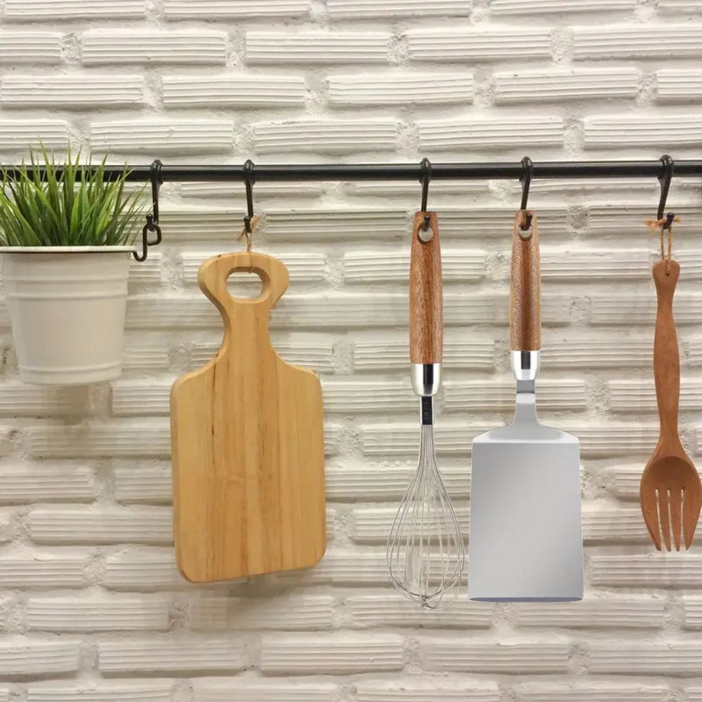 Kitchen Spatula Stainless Steel Heat Resistant Wooden Handle Control 3