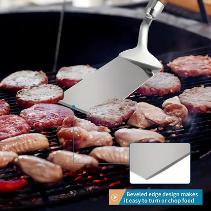Kitchen Spatula Stainless Steel Heat Resistant Wooden Handle Control 4