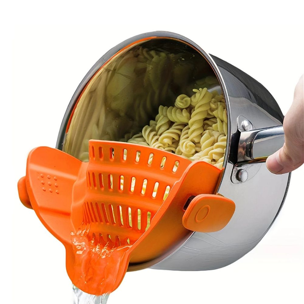 Kitchen Strainer Clip-On Silicone Heat Resistant Easy Drain Design 0