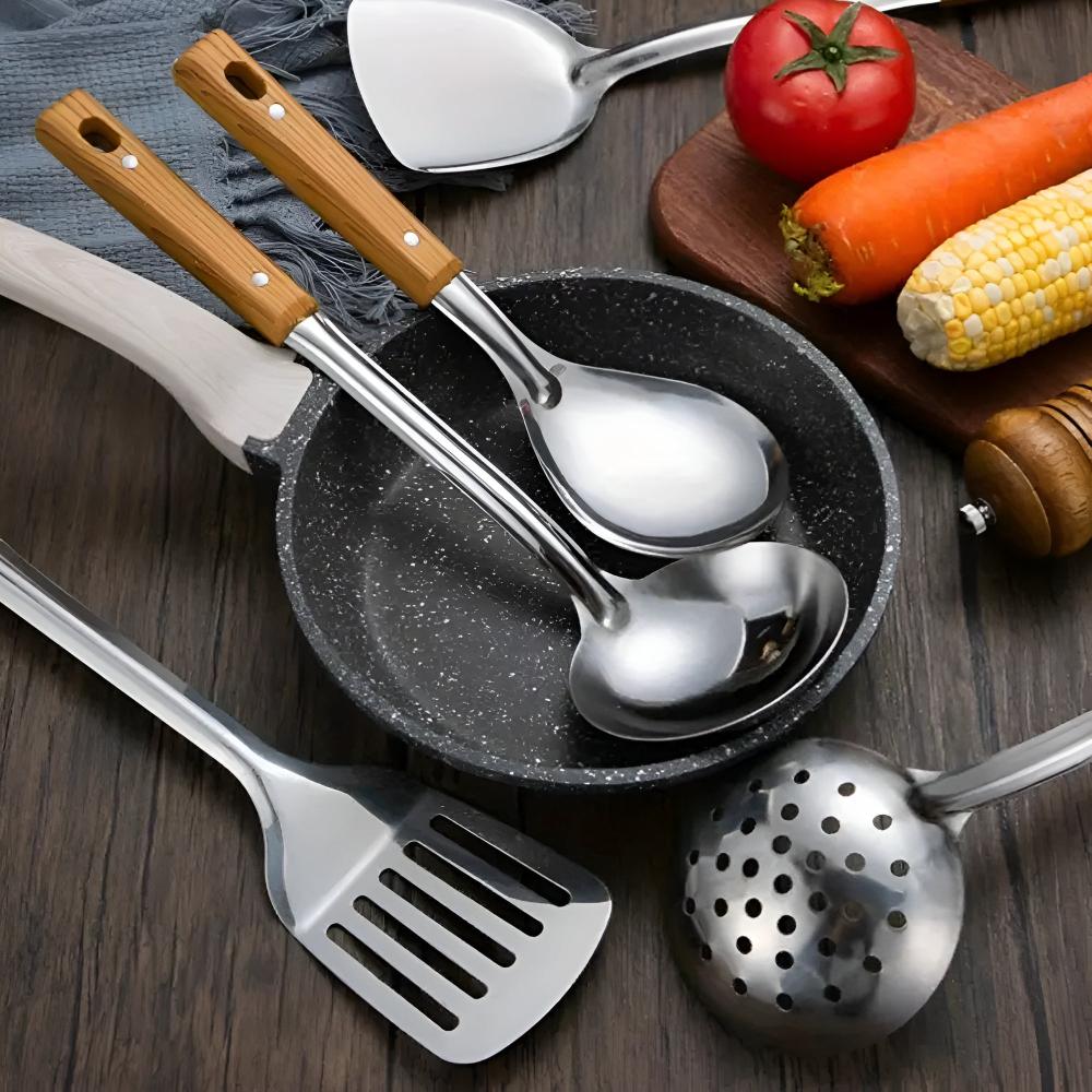 Kitchen Utensil Set Stainless Steel 5 Durable Tools Easy Clean 1