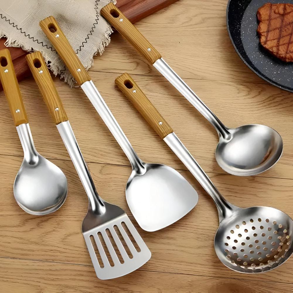 Kitchen Utensil Set Stainless Steel 5 Durable Tools Easy Clean 2
