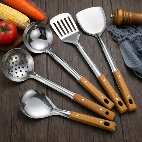 Kitchen Utensil Set Stainless Steel 5 Durable Tools Easy Clean 4