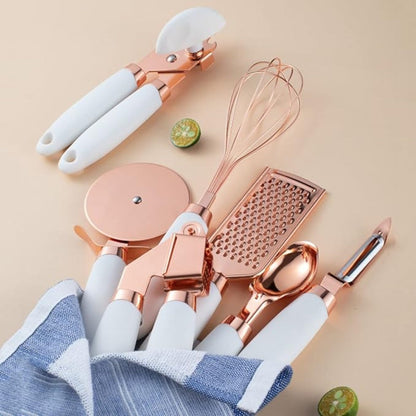 Kitchen Utensils 7-Piece Rose Gold Cooking Set with Silicone Handles 4
