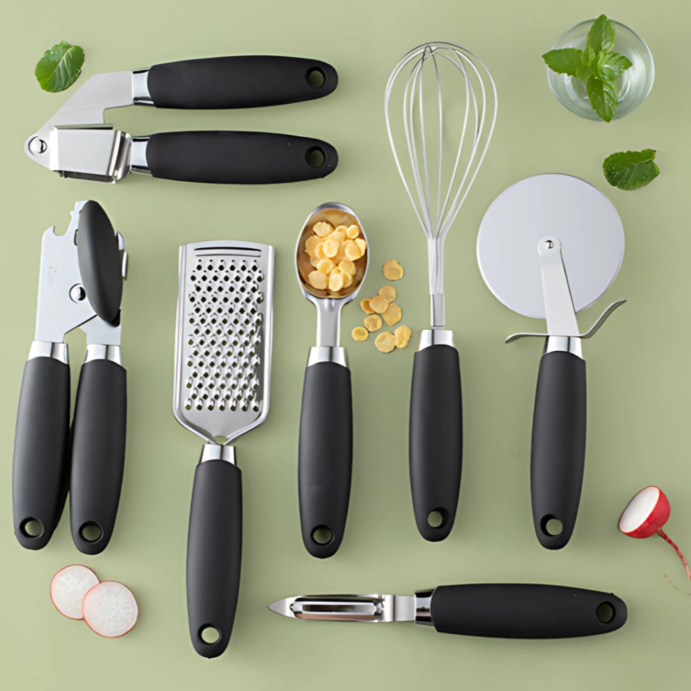 Kitchen Utensils 7-Piece Rose Gold Cooking Set with Silicone Handles 7