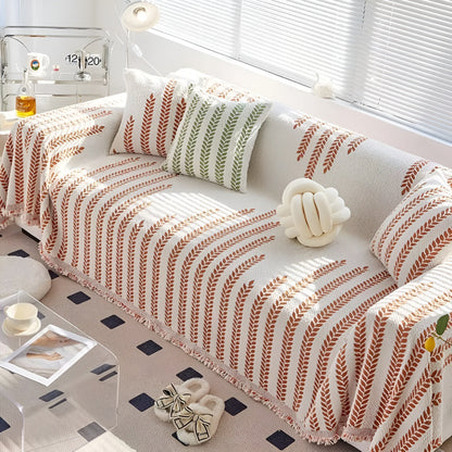 Leaf Design Sofa Cover Soft Microfiber Easy Care Protection 0