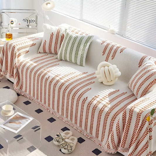 Leaf Design Sofa Cover Soft Microfiber Easy Care Protection 0