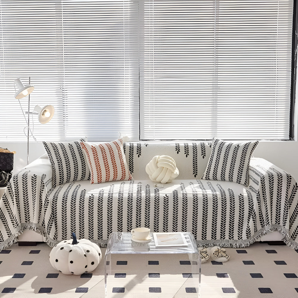 Leaf Design Sofa Cover Soft Microfiber Easy Care Protection 1