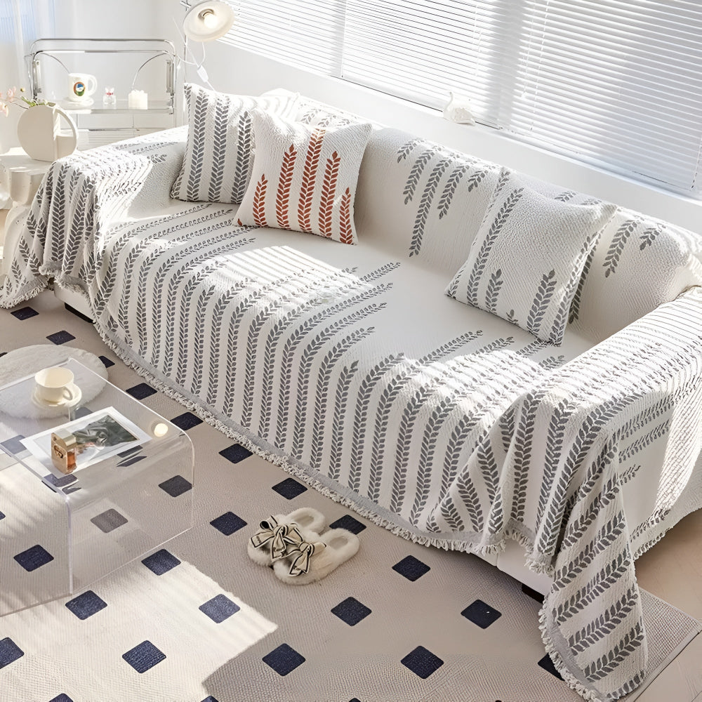 Leaf Design Sofa Cover Soft Microfiber Easy Care Protection 5