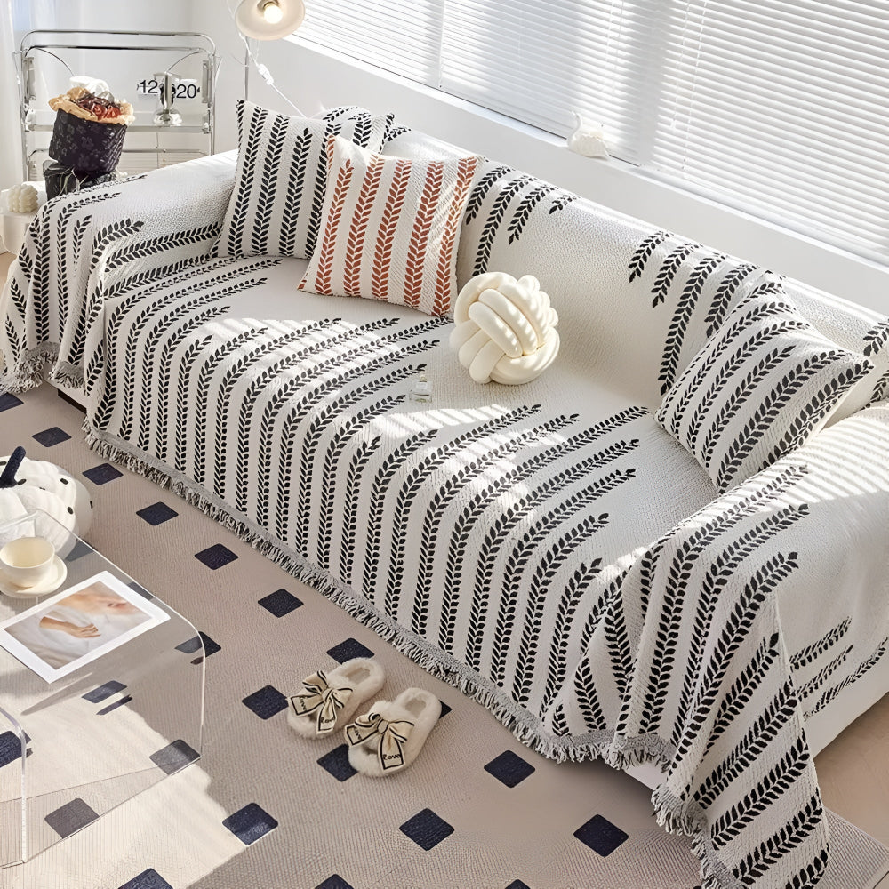 Leaf Design Sofa Cover Soft Microfiber Easy Care Protection 7