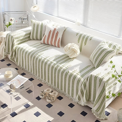Leaf Design Sofa Cover Soft Microfiber Easy Care Protection 8