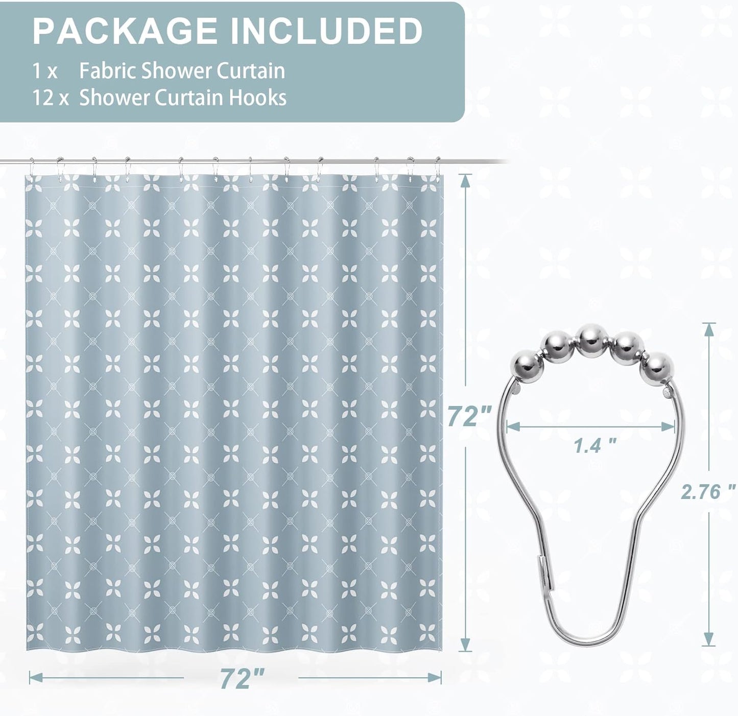 Lucky Clover | Water-Repellent Shower Curtain with Unique Design | Easy-Care Fabric for Fresh Bathrooms 2