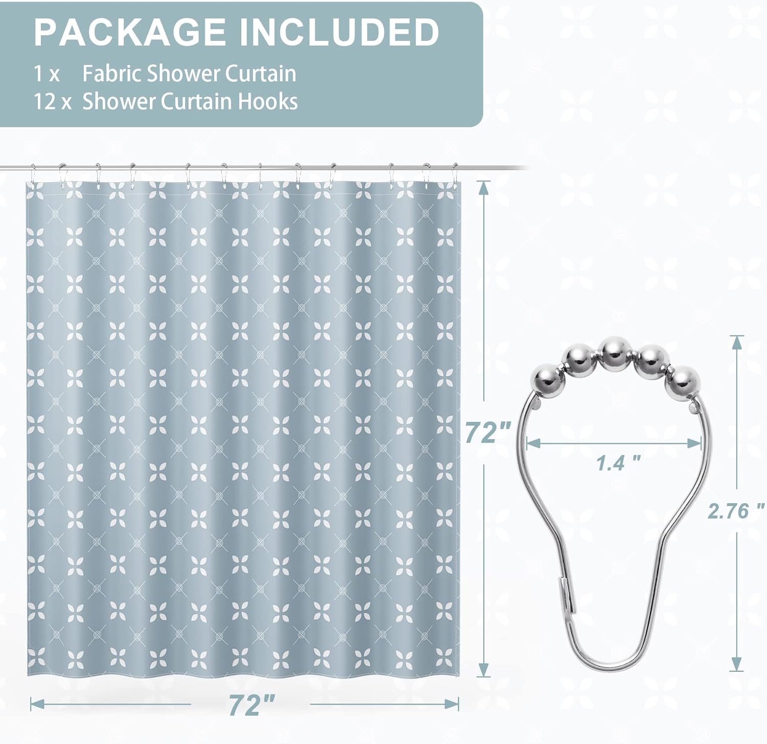 Lucky Clover | Water-Repellent Shower Curtain with Unique Design | Easy-Care Fabric for Fresh Bathrooms 2