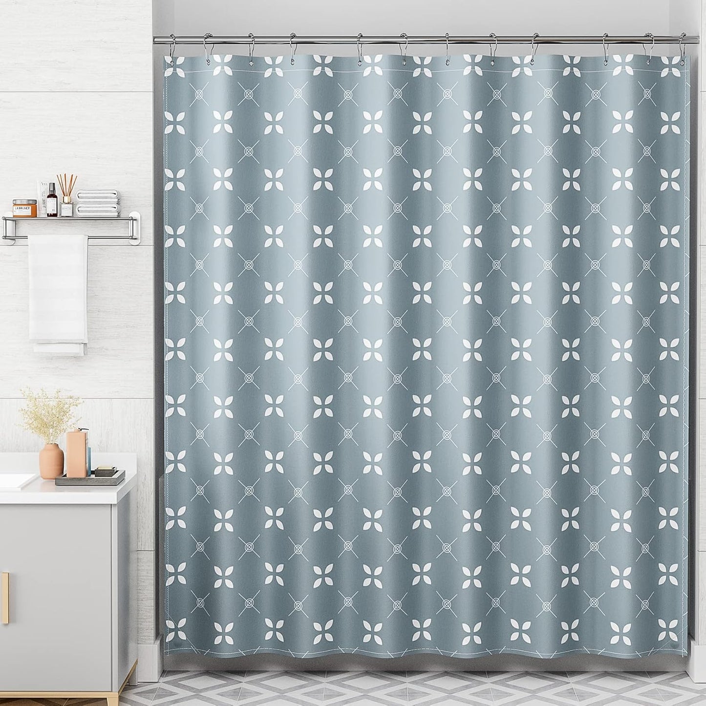 Lucky Clover | Water-Repellent Shower Curtain with Unique Design | Easy-Care Fabric for Fresh Bathrooms 3