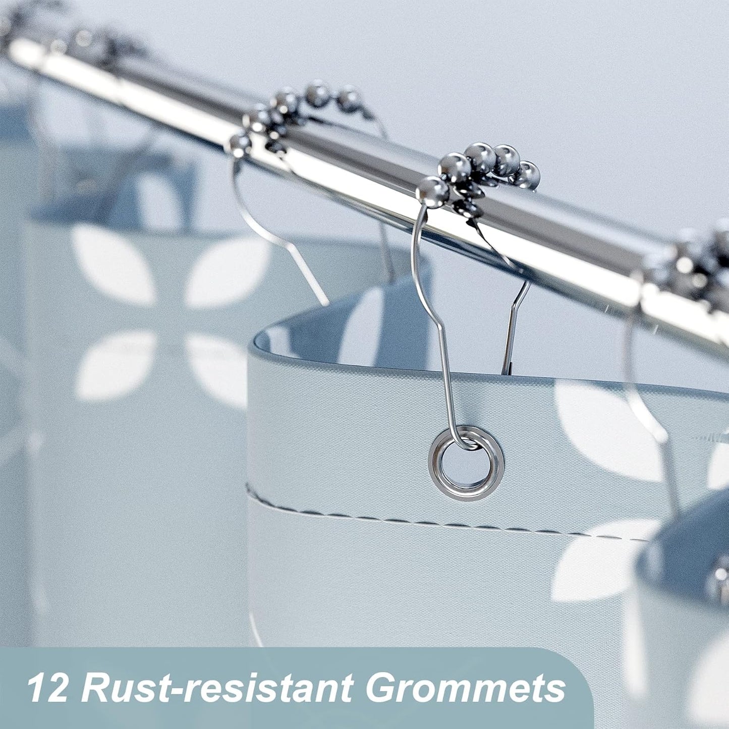 Lucky Clover | Water-Repellent Shower Curtain with Unique Design | Easy-Care Fabric for Fresh Bathrooms 5
