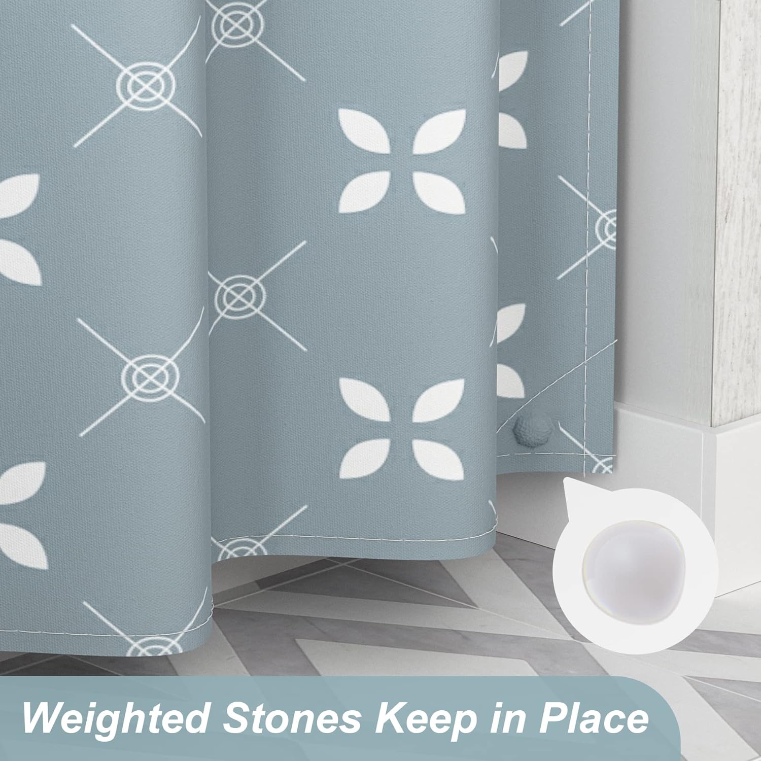 Lucky Clover | Water-Repellent Shower Curtain with Unique Design | Easy-Care Fabric for Fresh Bathrooms 7