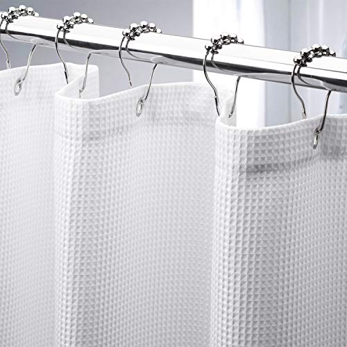 Luxury Waffle Shower Curtain | Heavy-Duty Moisture Resistant Fabric for Elegant Bathroom Decor 0