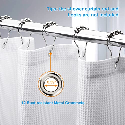 Luxury Waffle Shower Curtain | Heavy-Duty Moisture Resistant Fabric for Elegant Bathroom Decor 6