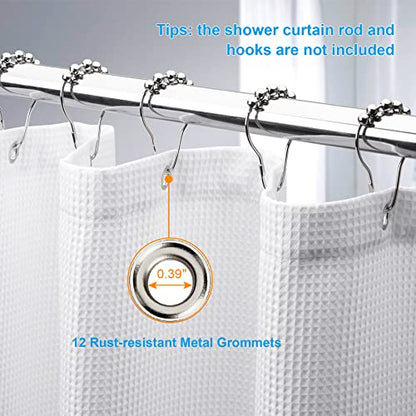 Luxury Waffle Shower Curtain | Heavy-Duty Moisture Resistant Fabric for Elegant Bathroom Decor 6