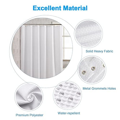 Luxury Waffle Shower Curtain | Heavy-Duty Moisture Resistant Fabric for Elegant Bathroom Decor 7
