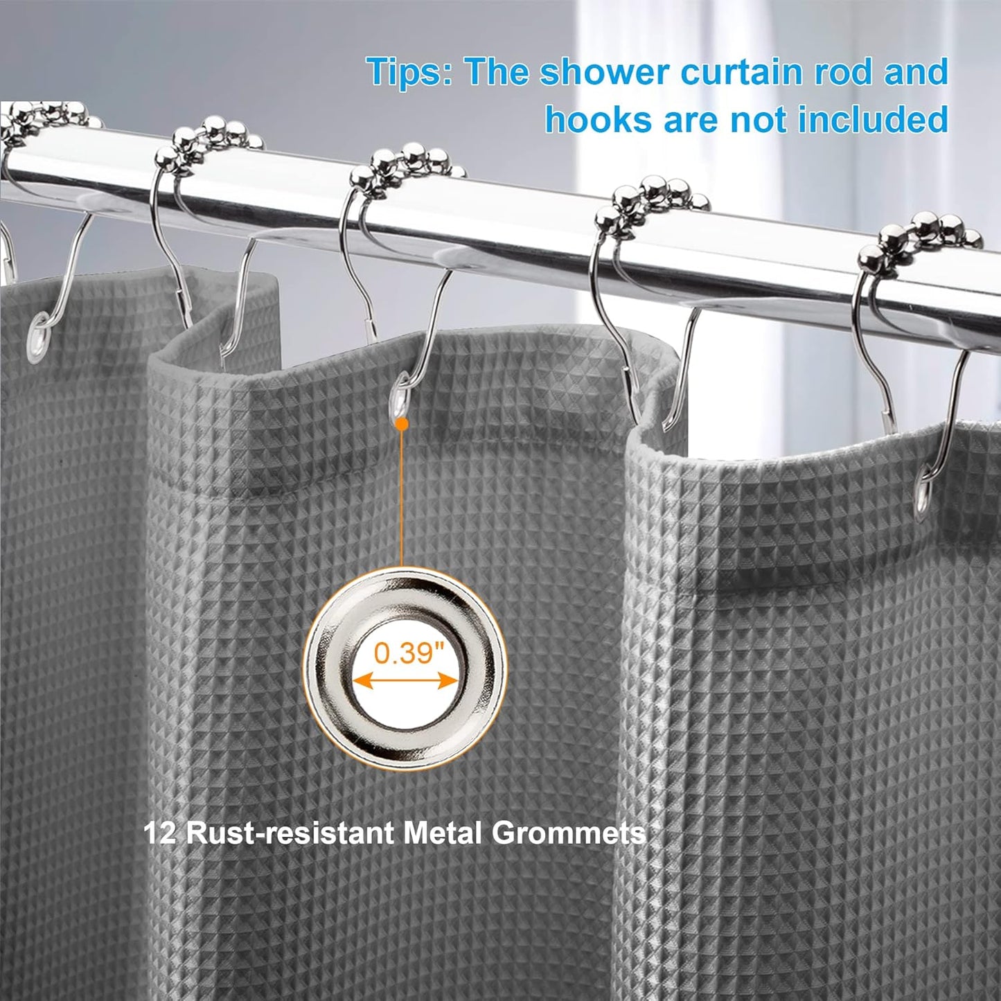 Luxury Waffle Shower Curtain with Heavy-Duty Fabric | Elegant Design for Moisture Resistance and Easy Care 4