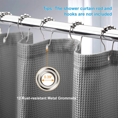 Luxury Waffle Shower Curtain with Heavy-Duty Fabric | Elegant Design for Moisture Resistance and Easy Care 4