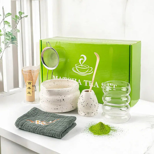 Matcha Tea Set Bamboo Whisk Ceramic Accessories Complete Kit 0