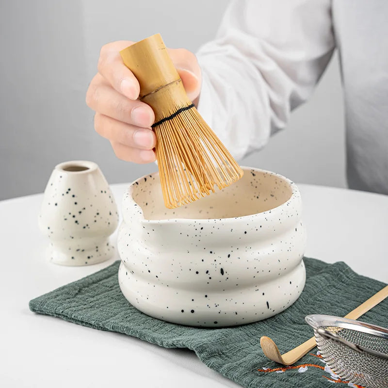Matcha Tea Set Bamboo Whisk Ceramic Accessories Complete Kit 4