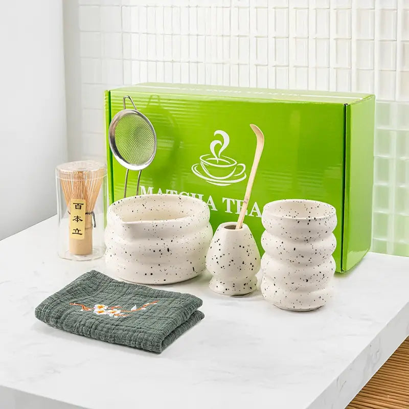 Matcha Tea Set Bamboo Whisk Ceramic Accessories Complete Kit 9