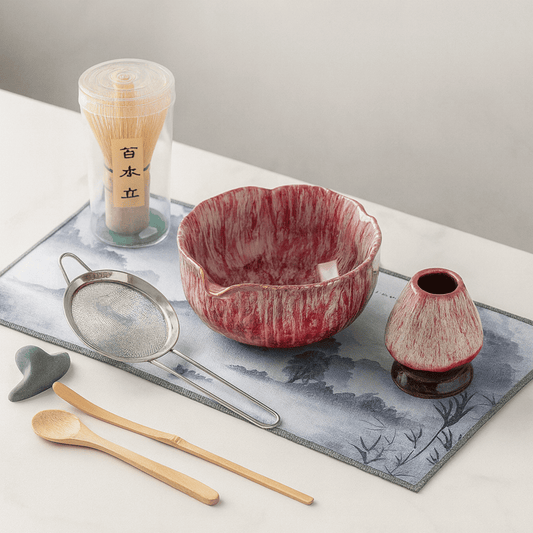 Matcha Tea Set Ceramic Bowl Bamboo Tools Elegant Preparation 0