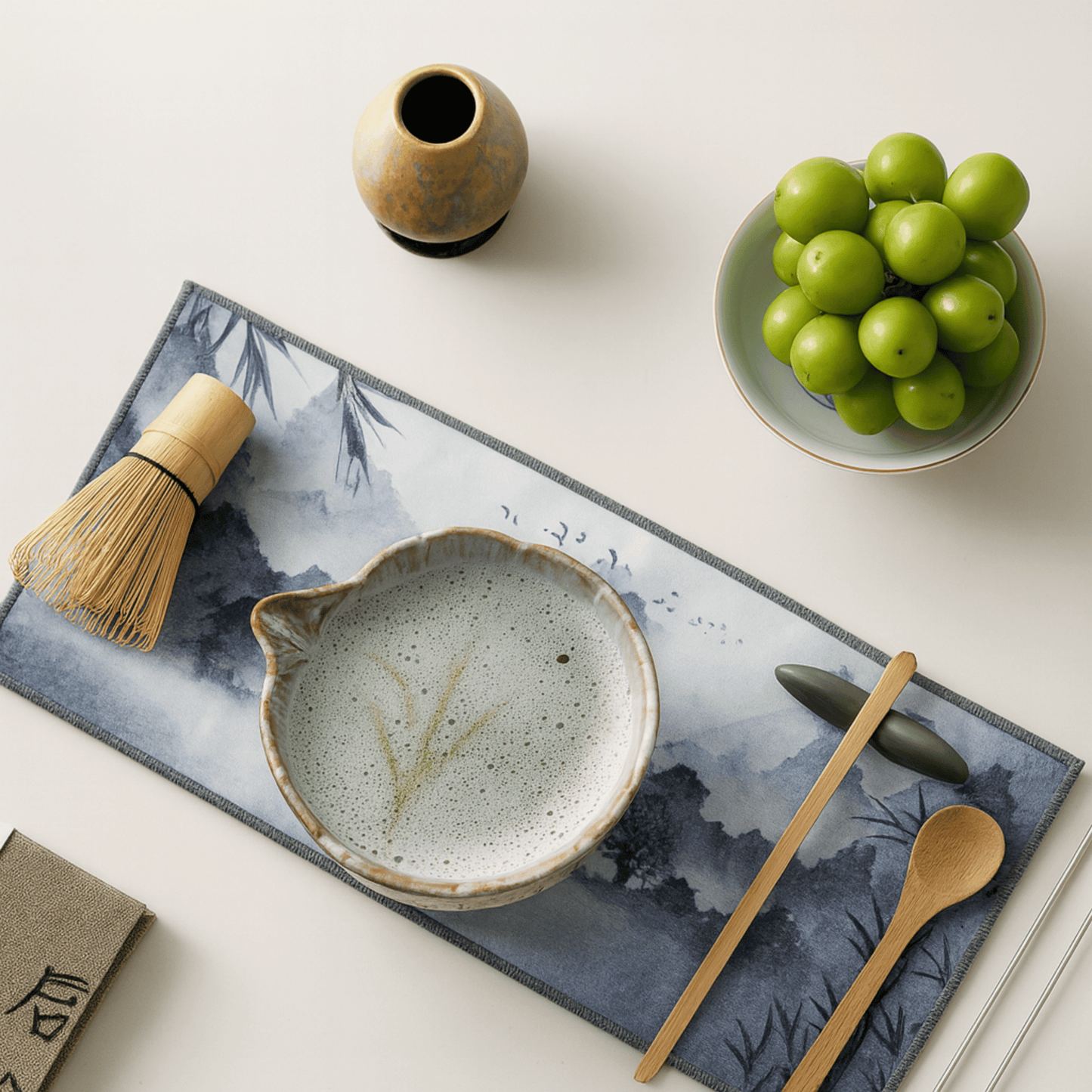 Matcha Tea Set Ceramic Bowl Bamboo Tools Elegant Preparation 4