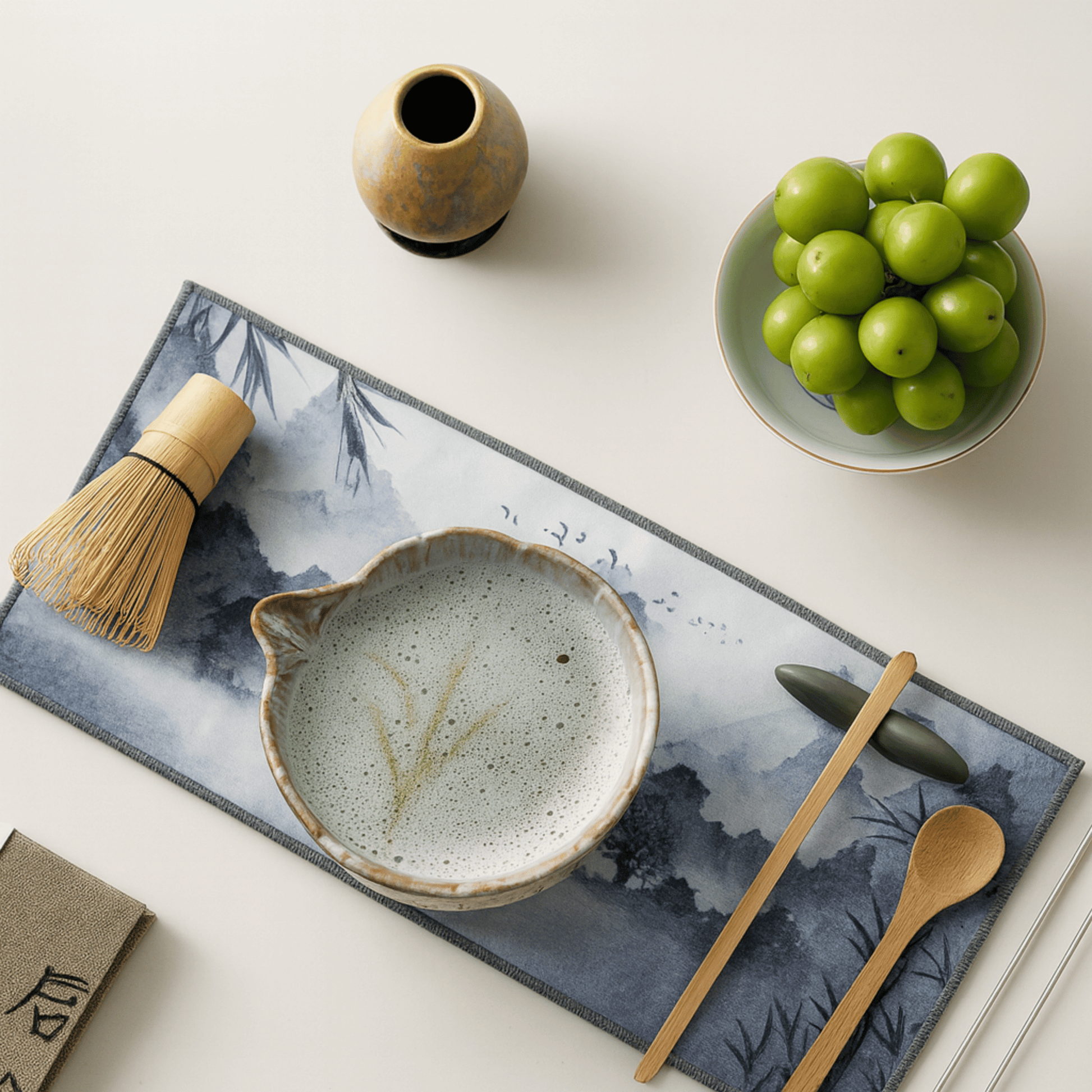 Matcha Tea Set Ceramic Bowl Bamboo Tools Elegant Preparation 4
